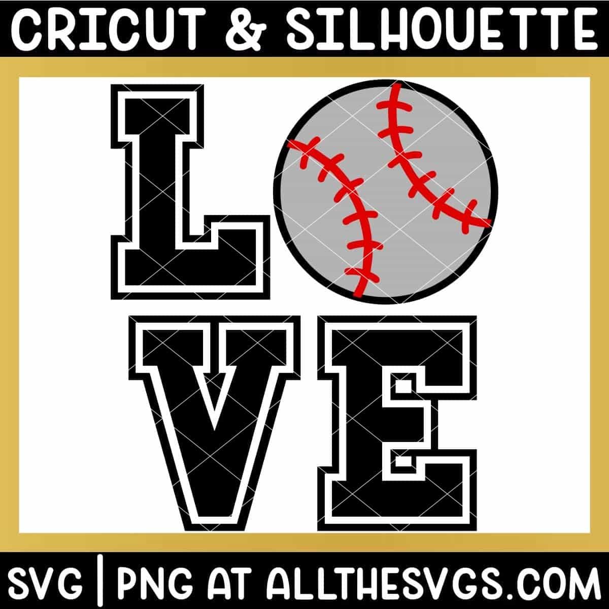 free baseball love square svg png.
