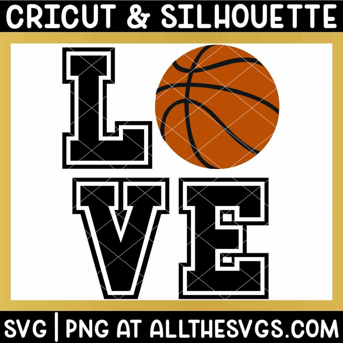 free basketball love square svg png.