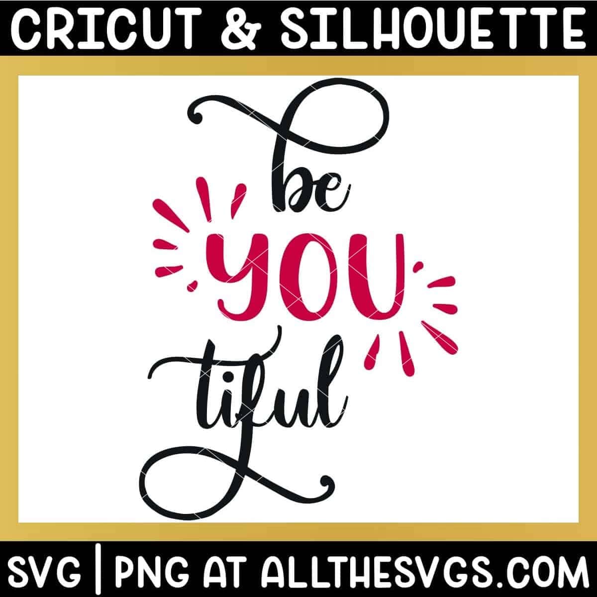 free beyoutiful svg png with script font with tails and you with shine.