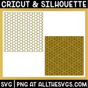 free bee honeycomb pattern svg png in solid hexagon and outline