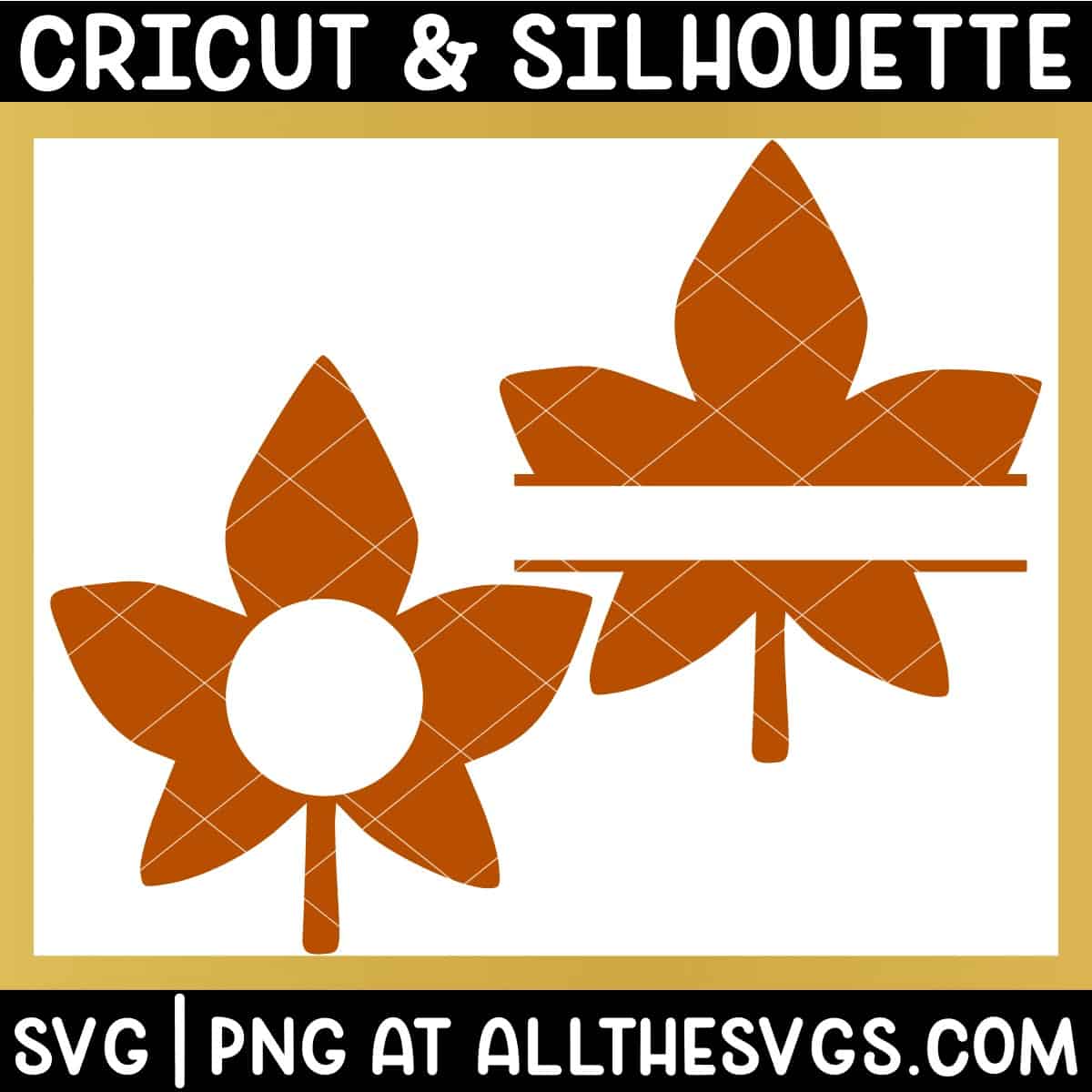 maple leaf monogram svg file in round and split versions.