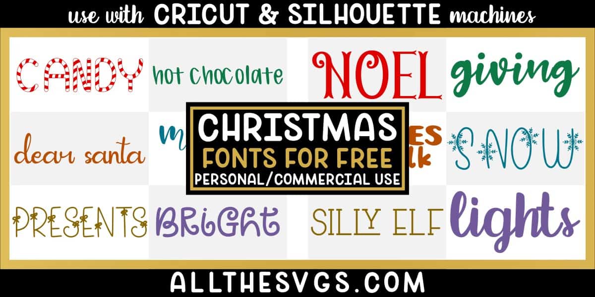 free christmas winter fonts with variety of typefaces like striped, santa handwriting, calligraphy script & more.