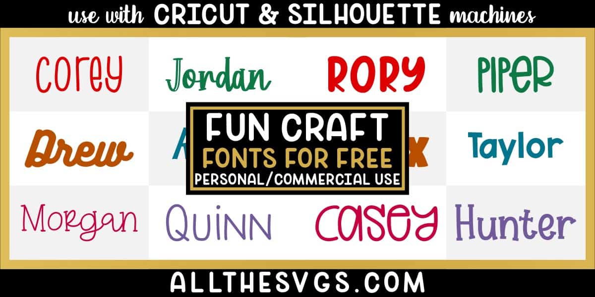 free beginner craft fonts with variety of typefaces like bubble letters, mixed case handwriting, thick bold caps & more.