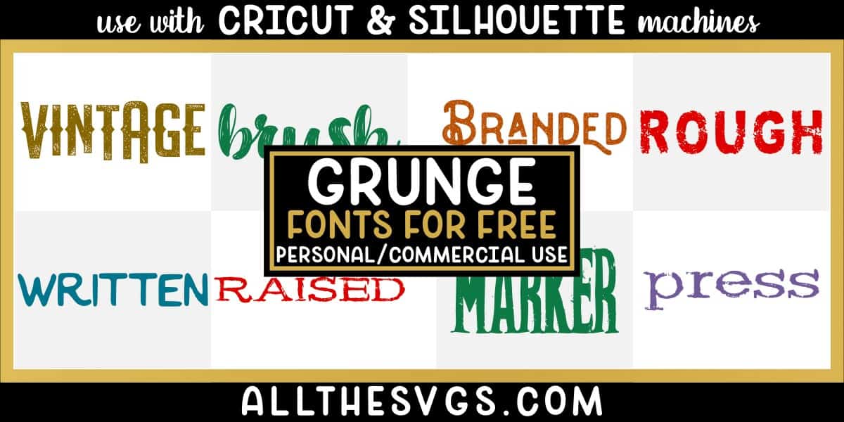 free grunge, distressed, rough fonts with variety of typefaces like letterpress, brush calligraphy, monoline with glyphs & more.