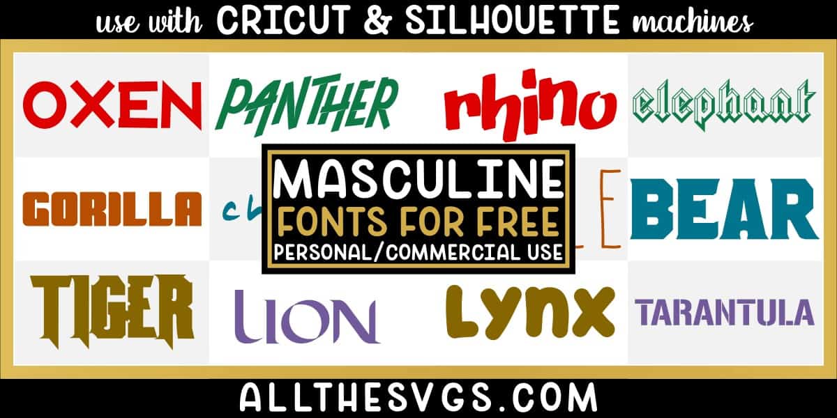 free masculine fonts with variety of typefaces like brush marker handwriting, thick bold letters, stencils & more.