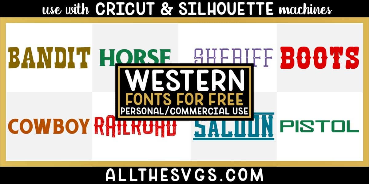 free western fonts with variety of typefaces like spurs, grunge, vintage look & more.