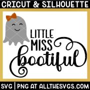 halloween little miss bootiful ghost svg file with cute, friendly, girly ghost.