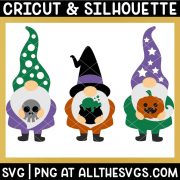 halloween gnomes with skull, cauldron, jack o lantern pumpkin svg file.