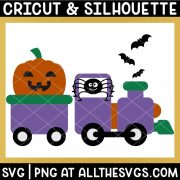 halloween train with bat, pumpkin, spider svg file.