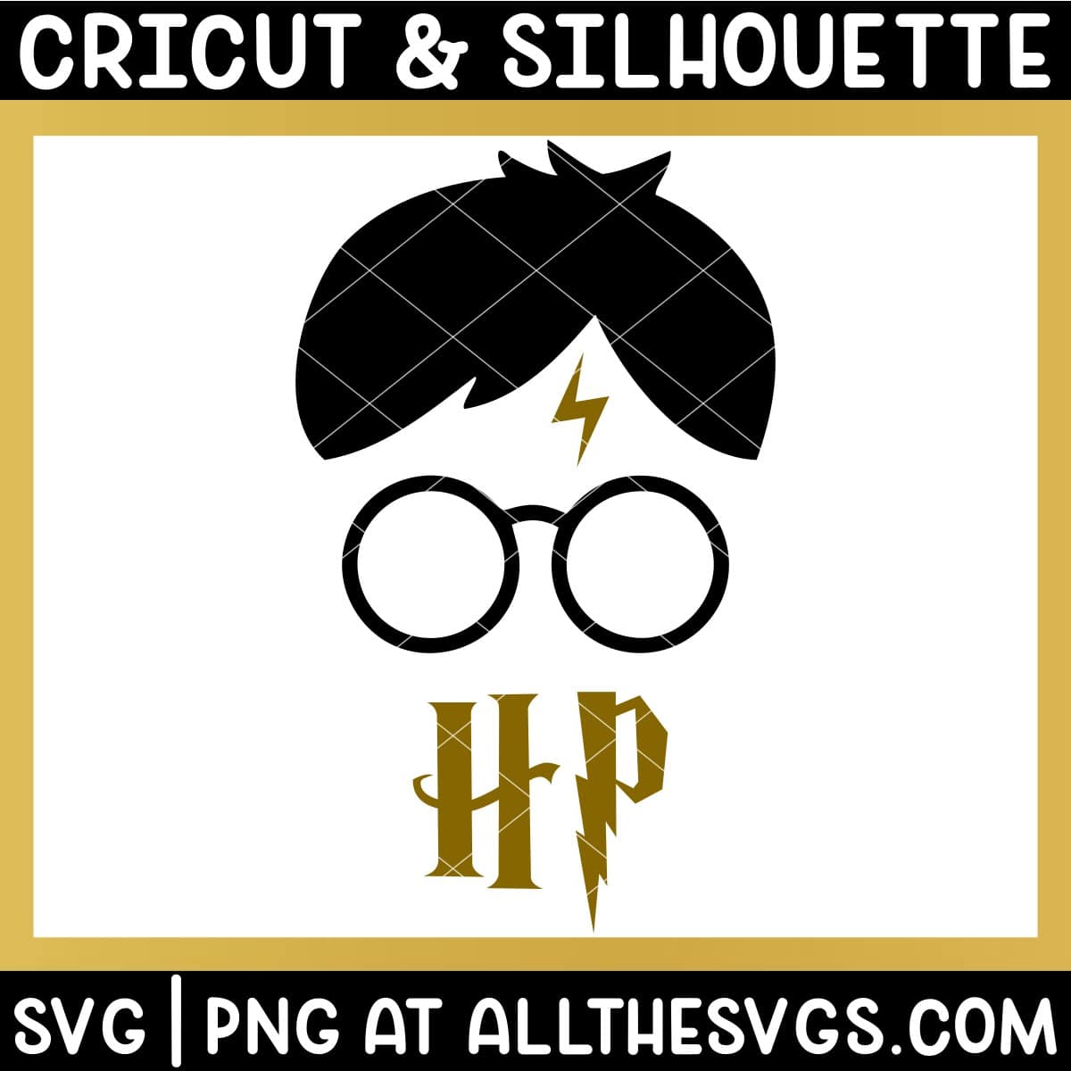 free harry potter hair, bolt scar, glasses, initials svg png.