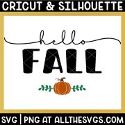 hello fall svg file with pumpkin.