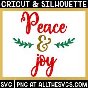 peace and joy svg file with branch.