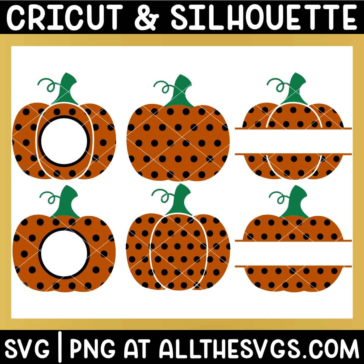 pumpkin monogram with polka dot pattern layer svg file.
