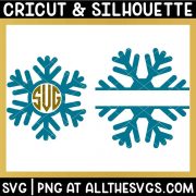 round and split snowflake monogram svg file.