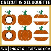 solid pumpkin with round, split monogram svg file.