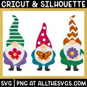 spring gnomes with flowers, butterfly svg file.