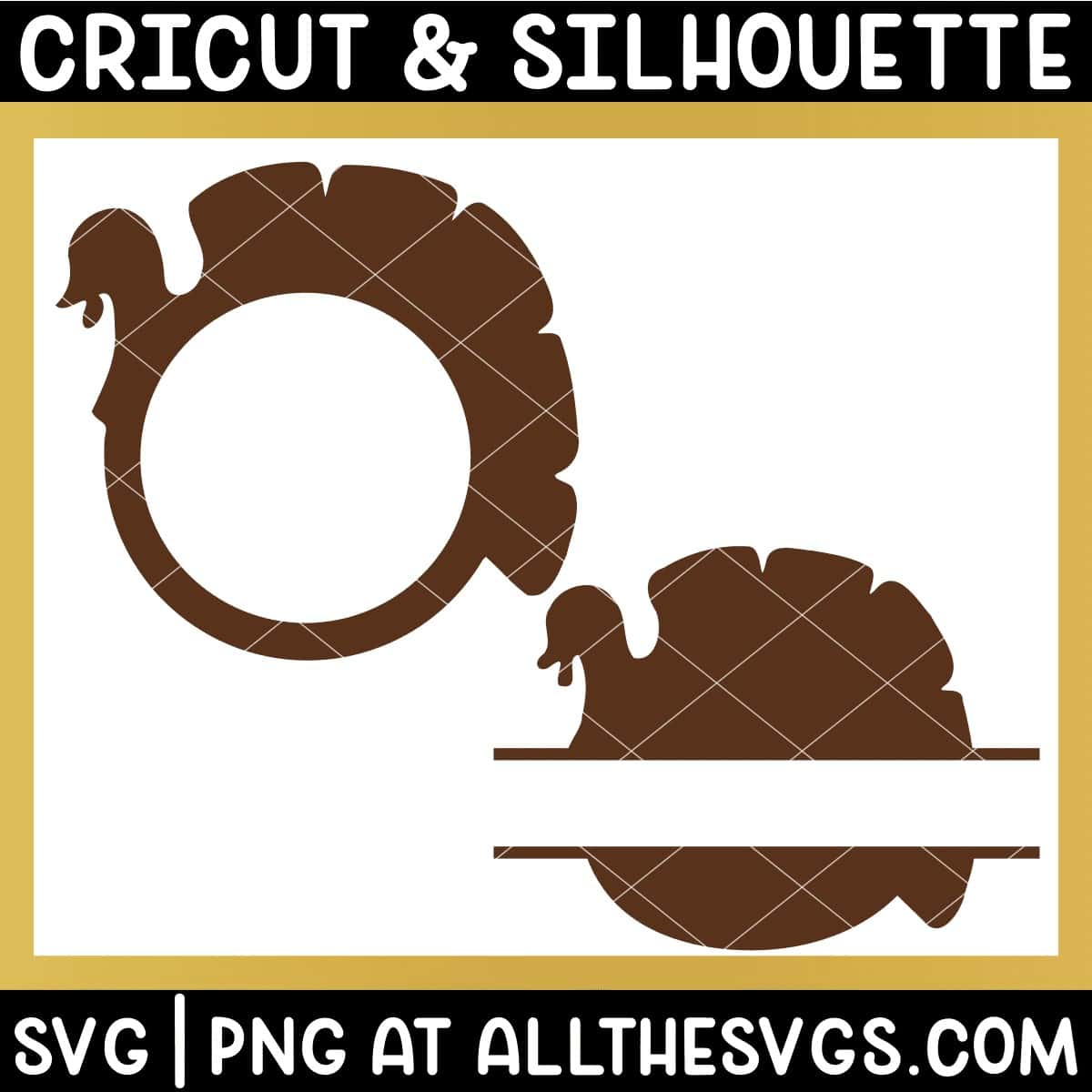split and round turkey monogram svg file.