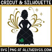 free tiana svg file chibi anime style disney princess and the frog silhouette.