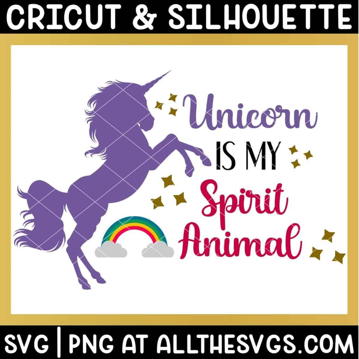 free unicorn is my spirit animal quote svg png.