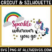 free sparkle wherever you go unicorn quote svg png.