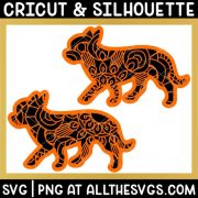 2 versions of chihuahua dog svg file mandala center from front legs and tail