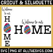 easter egg home sign with bunny rabbit svg file.