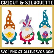 easter gnomes with chick, carrot, egg svg file.