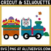 easter train with eggs, flowers, bunny rabbit svg file.