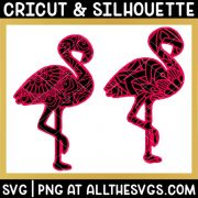 2 versions of flamingo svg file mandala on full body and top of body only