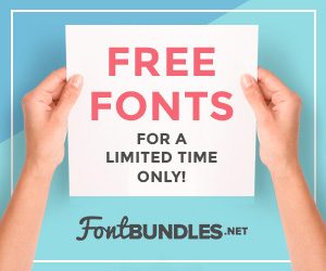 free fonts for a limited time ad banner from font bundles.