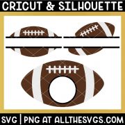 free split, round american football monogram svg png with ball.