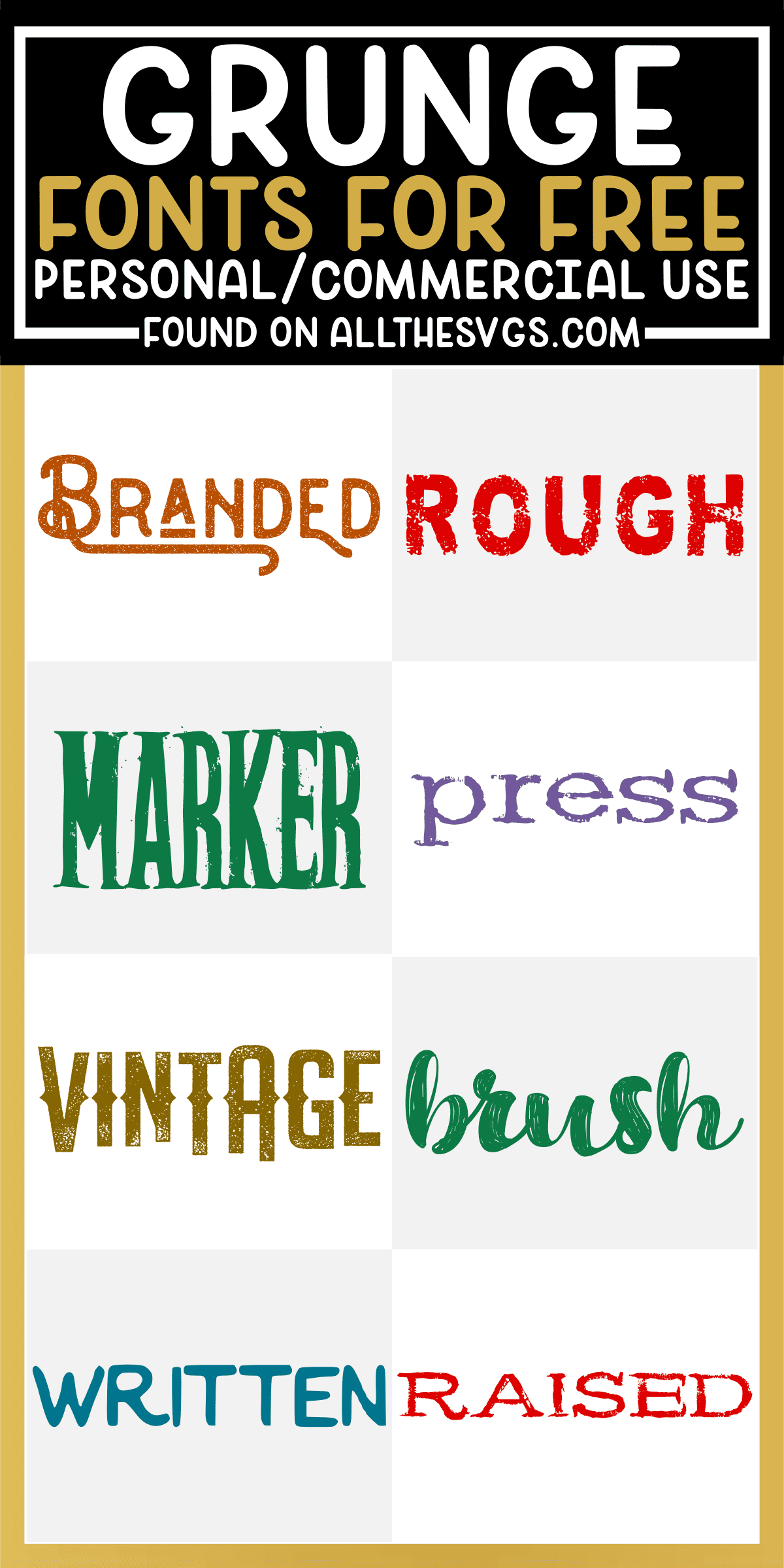 showcase of 8 best free rough, distressed, grunge fonts for commercial use.