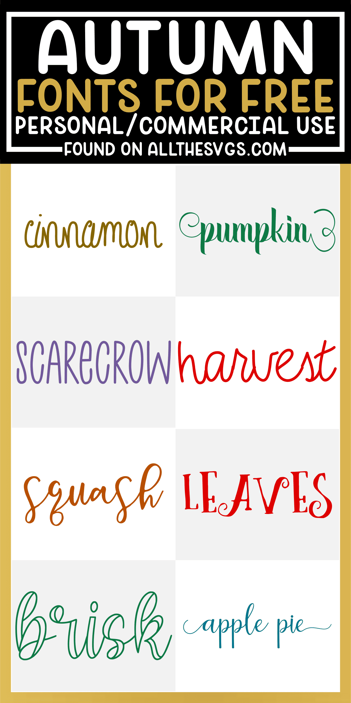 showcase of 8 best free fall autumn fonts for commercial use.