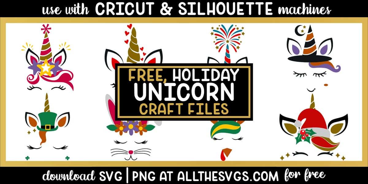 holiday and seasonal unicorn head svg png for halloween, thanksgiving, christmas and other special occasions.