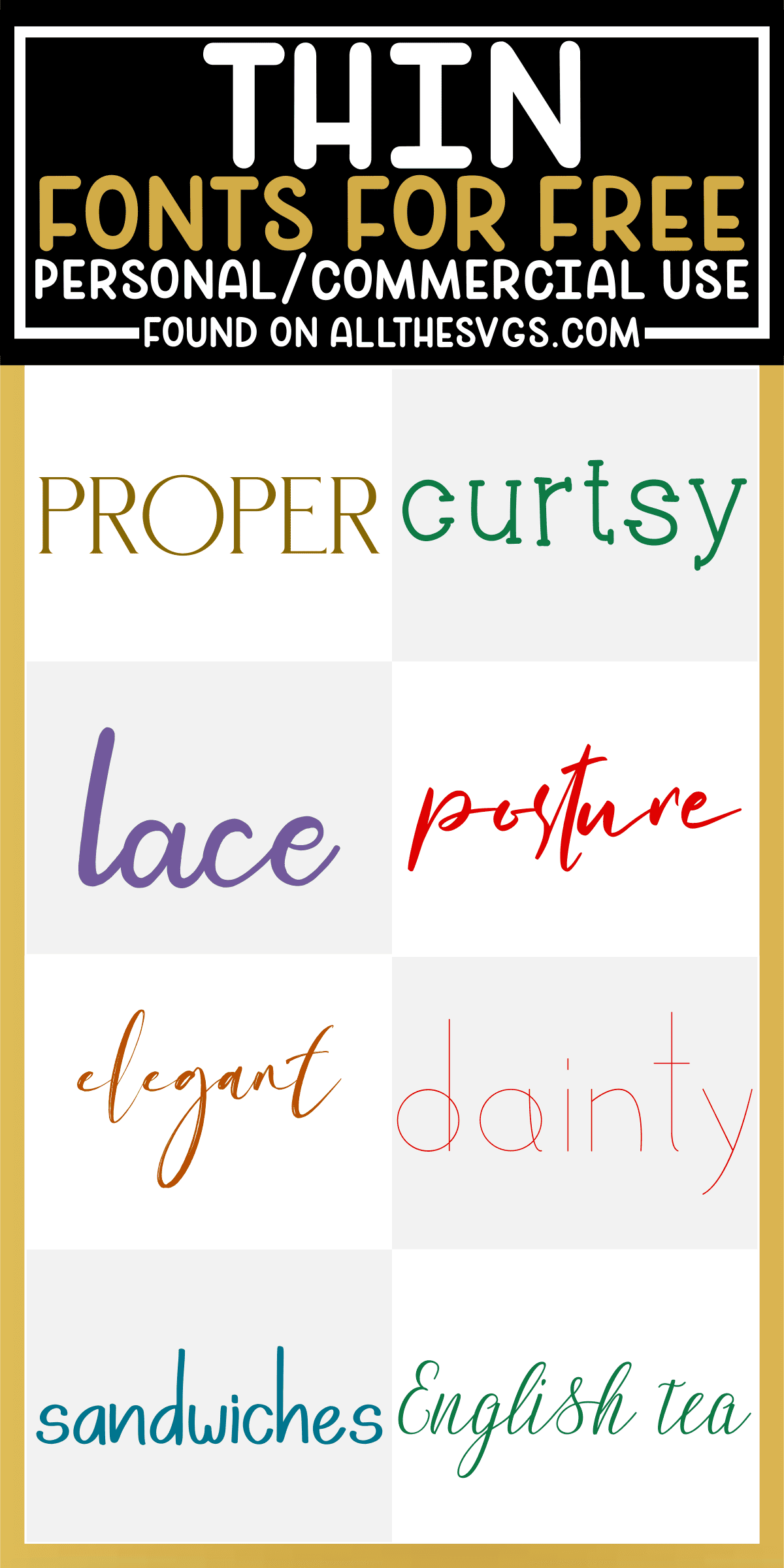 showcase of 8 best free thin fonts for commercial use.