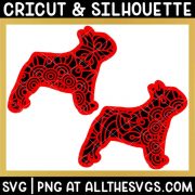 2 versions of french bulldog svg file mandala center from chest and belly