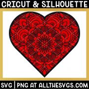 free heart mandala svg file in symmetrical heart