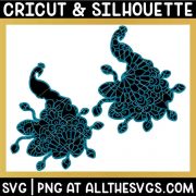2 versions of peacock svg file mandala on full body and plume only