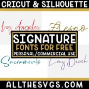 modern signature fonts for commercial use with example text in various styles