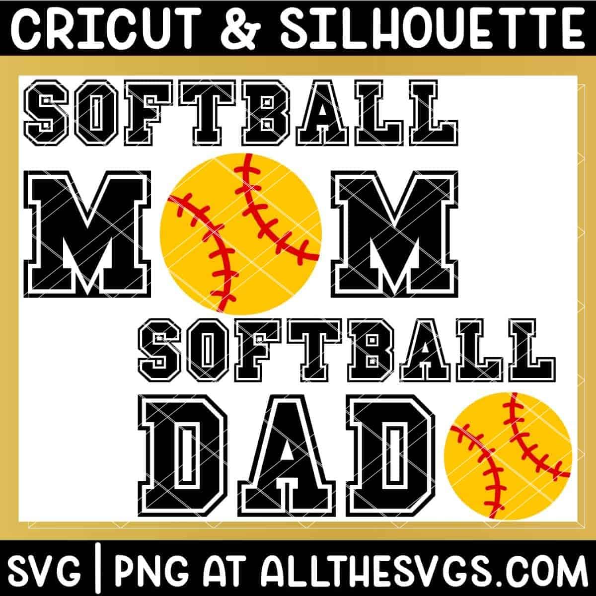 free softball mom dad svg png for t shirt.