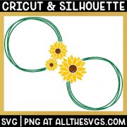 free sunflower frame svg png with green border and sunflower in one section