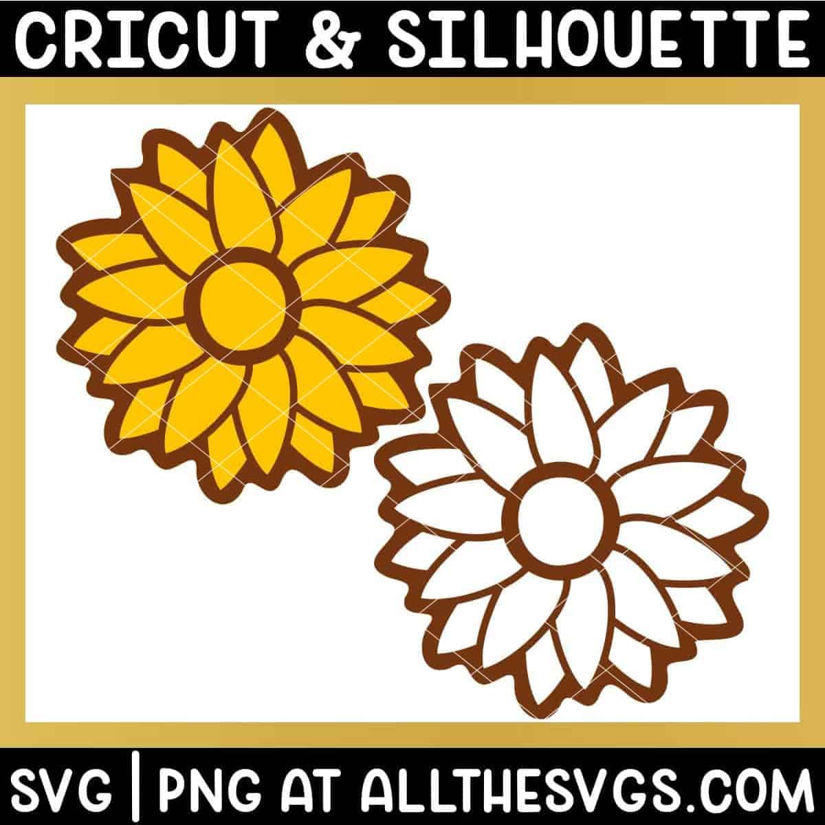 free sunflower outline svg png in 1 layer.