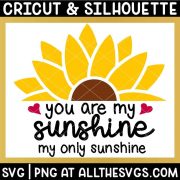 free you are my sunshine quote svg png with half sunflower on top like sun on horizon