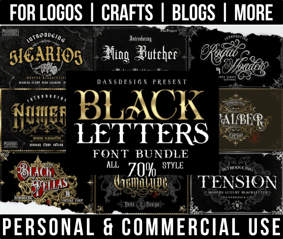 tattoo font bundle with decorative and handwritten fonts for commercial use.