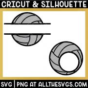 free split, round volleyball monogram svg png with ball.